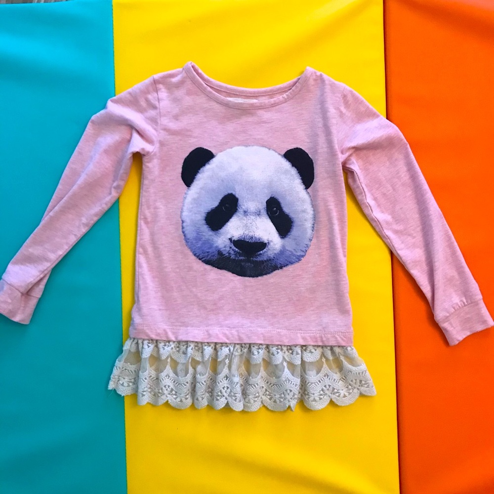 Panda Shirt with lace bottom trim